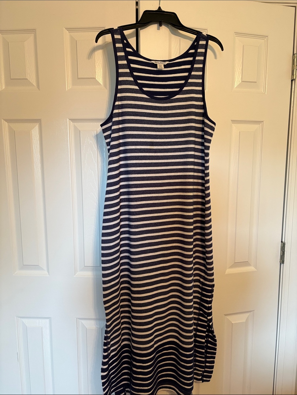 Tommy Bahama Navy and White Striped Sleeveless Maxi Dress